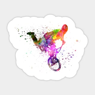 Man exercising bmx acrobatic figure in watercolor Sticker